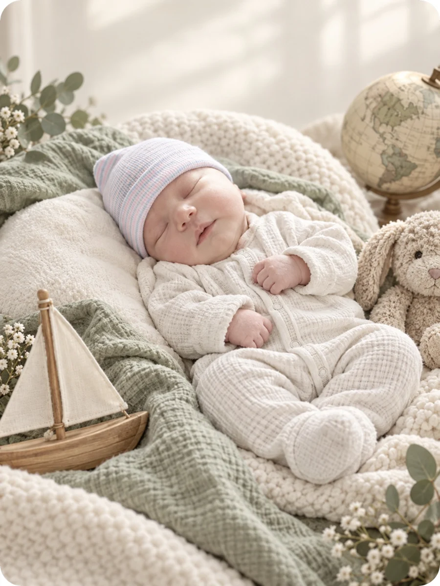 Baby & family AI portrait example from HoorayTime