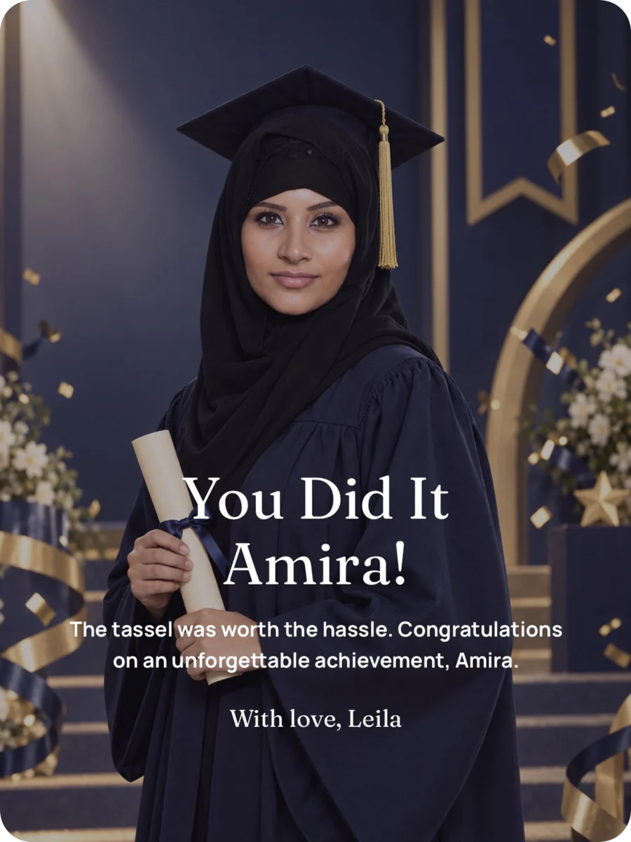 Graduation AI portrait example from HoorayTime